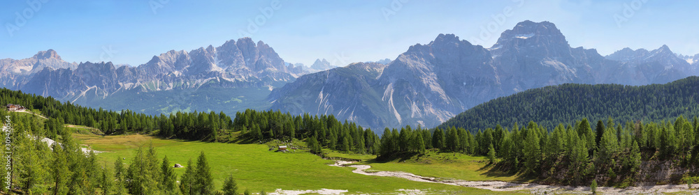 Distant massif of Croda di Lago, Dolomites, Italy