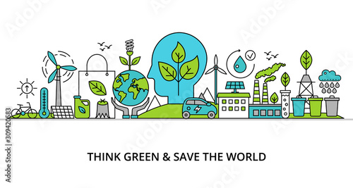 Concept of think green and save the world