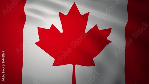 Realistic waving flag of Canada. 3d rendering