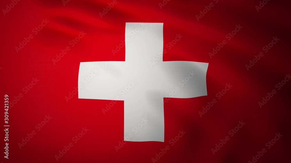 Realistic waving flag of Switzerland. 3d rendering Realistic waving flag of Switzerland. 3d rendering