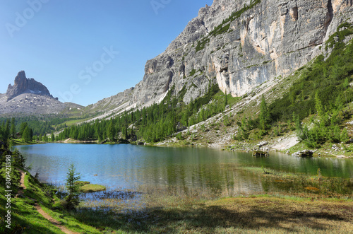 View on Federa Lake  South Tyrol  Dolomites  Italy  Europe