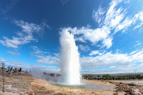 Strokkur geyser in south Iceland during summer