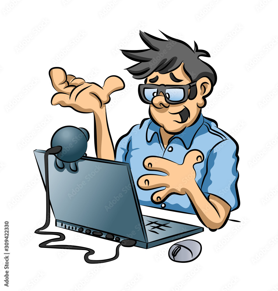 man having a video conference. Home office man having a video conference. Home office