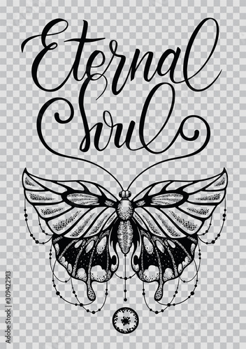 Beautiful Butterfly tattoo. T-shirt design