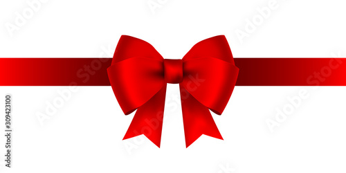 Red bow for gift and greeting card isolated on white
