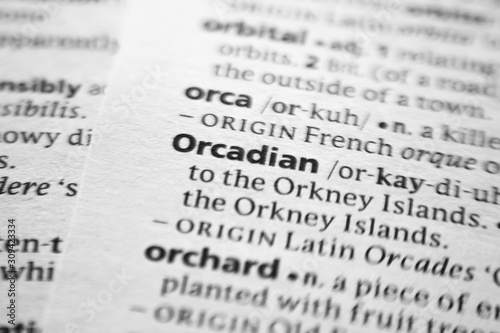 Word or phrase Orcadian in a dictionary. photo