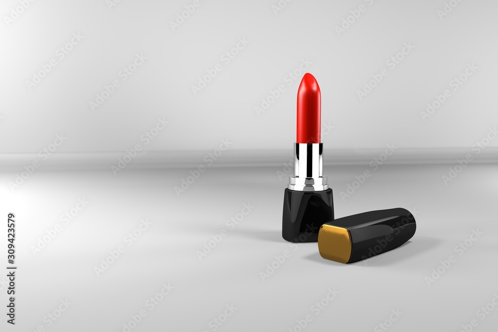 Red lipstick 3D Render closeup on white background