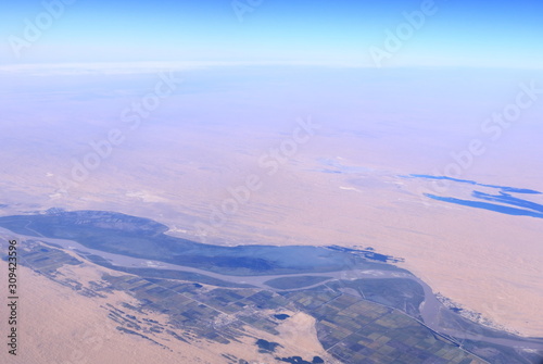 Amu Darya River Plane. The State border between Uzbekistan and Turkmenistan, Central Asia.