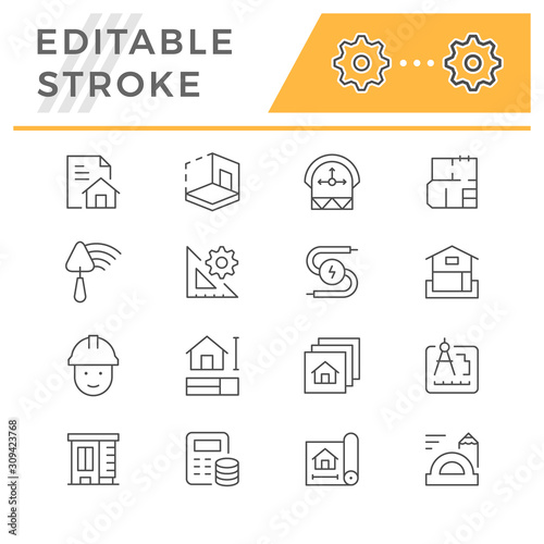 Set line icons of architectural
