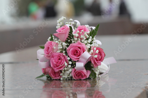Stunning bridal bouquet. Wedding ceremony. Modern bridal accessories. Wedding flowers