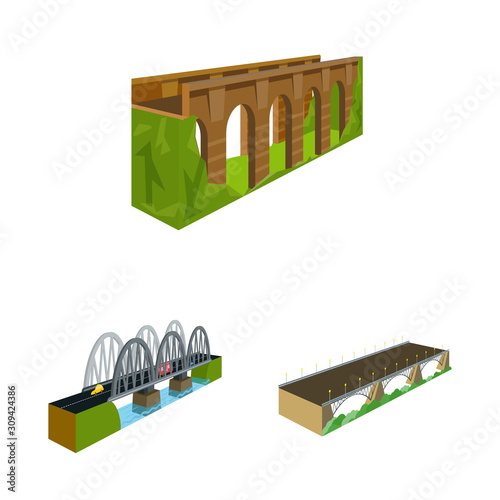 Vector illustration of bridgework and architecture sign. Collection of bridgework and structure stock vector illustration.