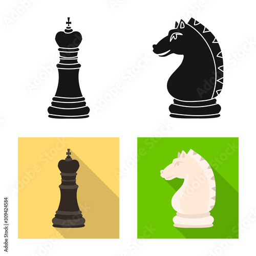 Vector illustration of checkmate and thin icon. Set of checkmate and target stock vector illustration.