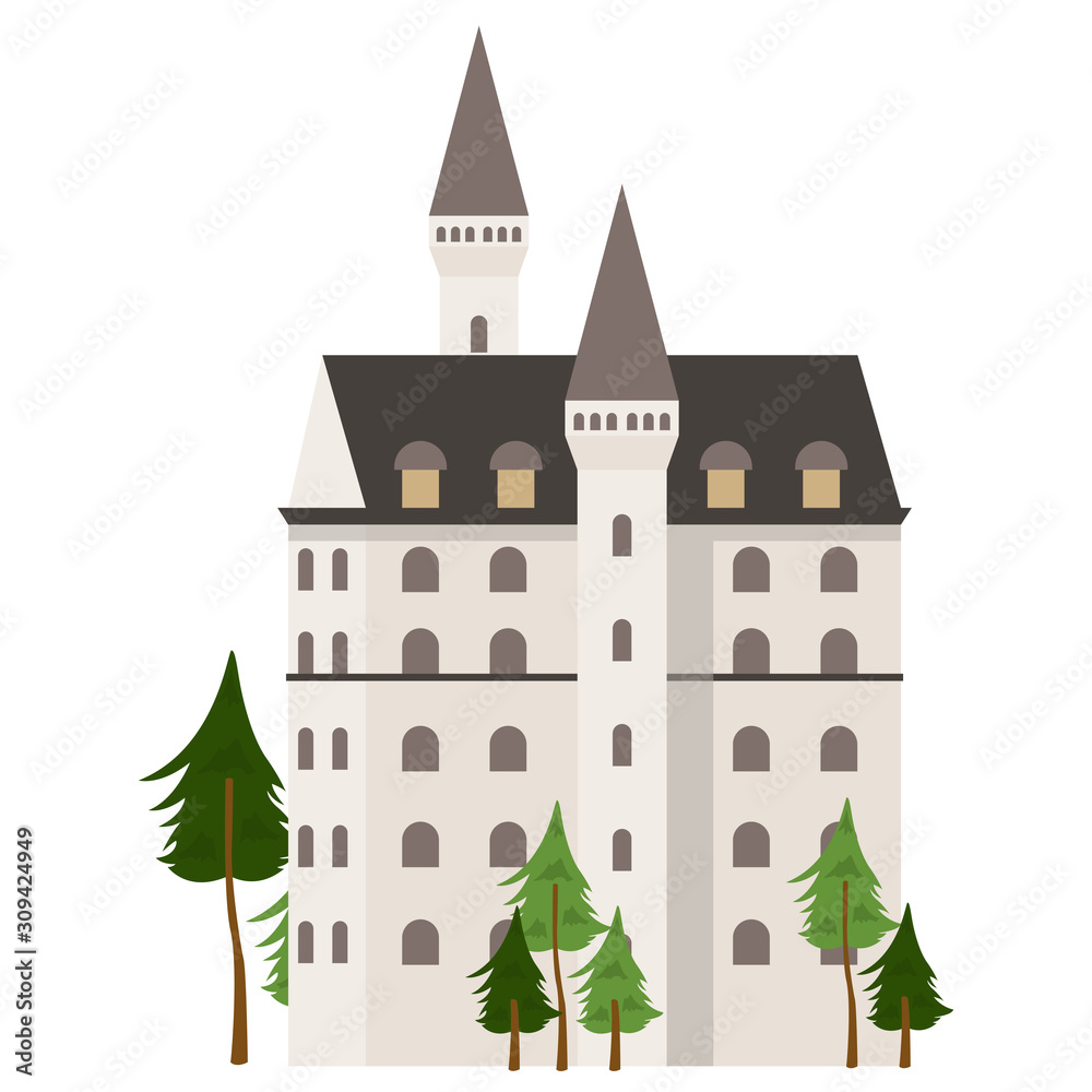 Fototapeta premium Bavarian castle. cartoon vector illustration