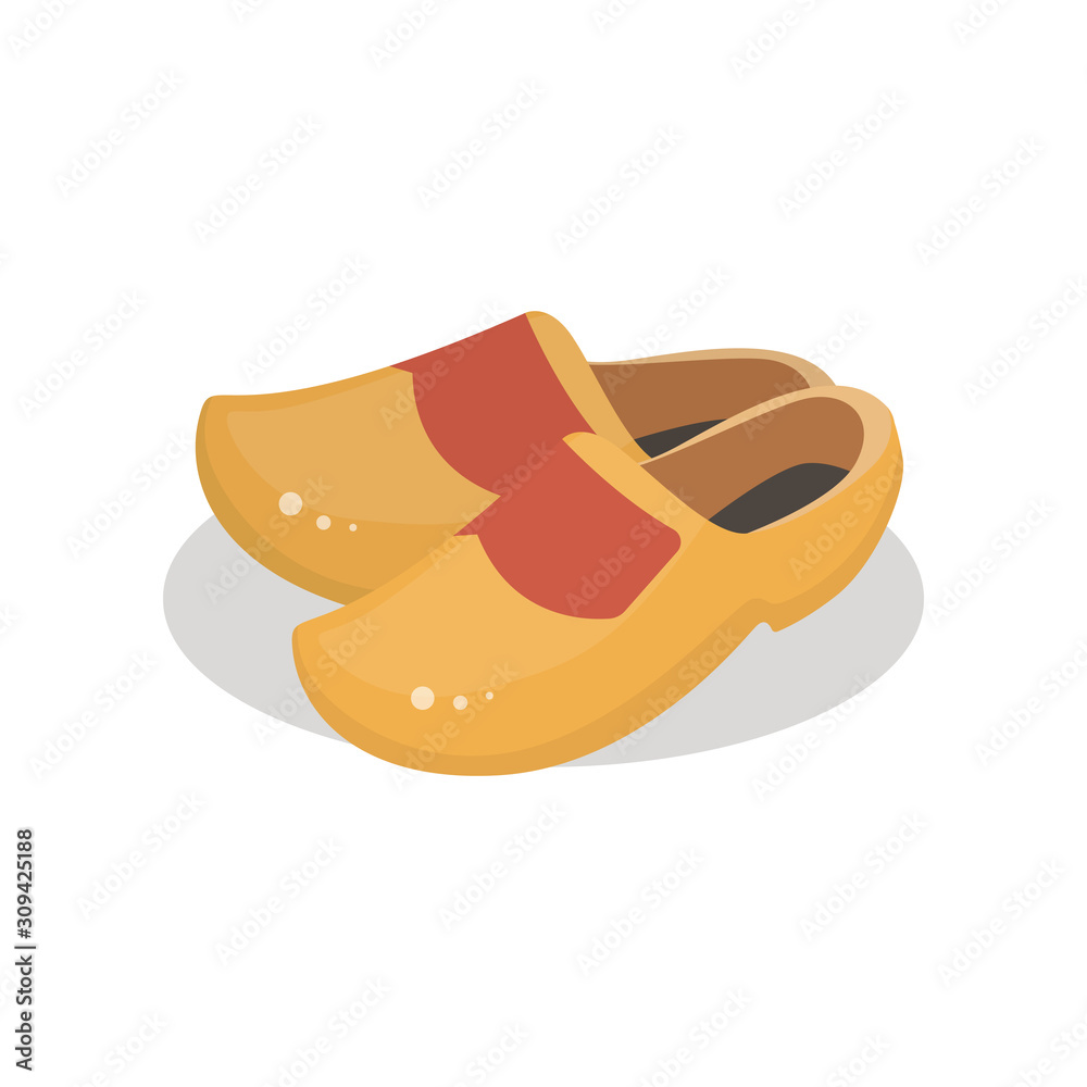 Holland clogs, wooden shoes. cartoon vector illustration Stock Vector |  Adobe Stock