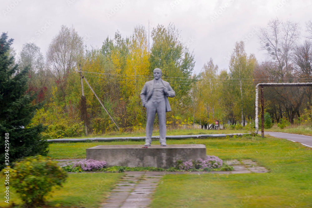 Lenin monument in Pripyat, Chernobyl