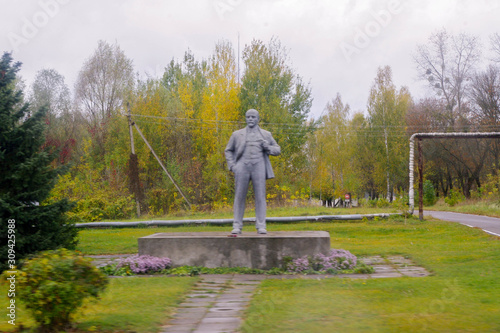 Lenin monument in Pripyat, Chernobyl photo