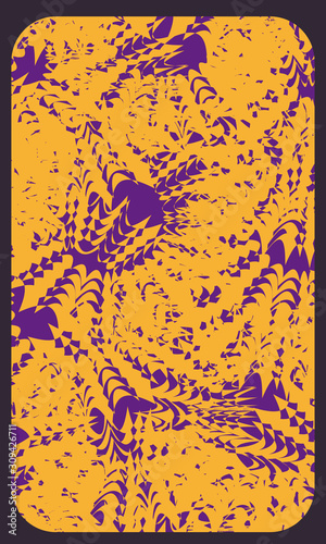 Playing card back design, yellow and purple pattern