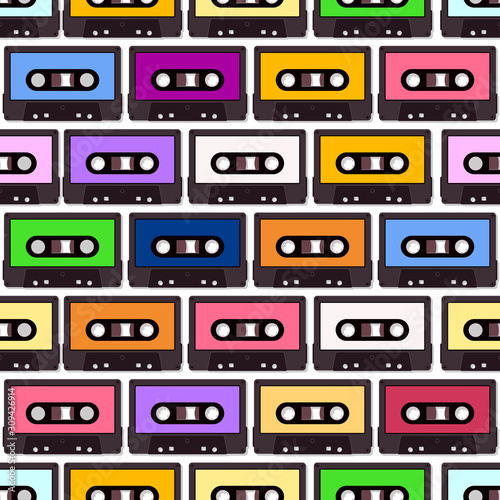 audio tape seamless pattern. vector illustration