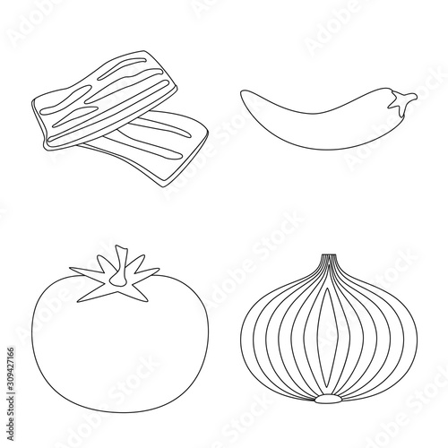 Isolated object of seasonin and ingredient sign. Collection of seasonin and aroma vector icon for stock.