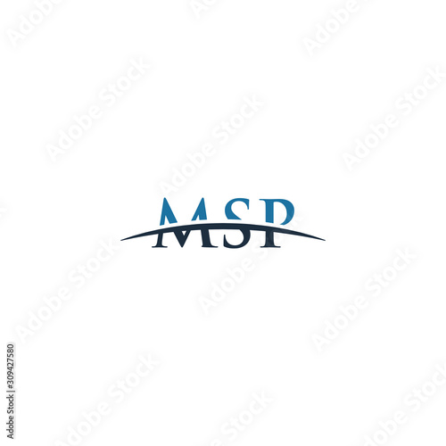 Initial letter MSP, overlapping movement swoosh horizon logo company design inspiration in blue and gray color vector photo