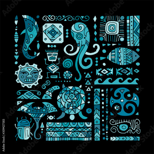 Ethnic handmade ornament for your design. Polynesian style