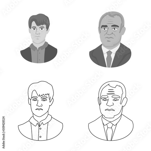 Vector illustration of checkmate and thin logo. Set of checkmate and target stock vector illustration.