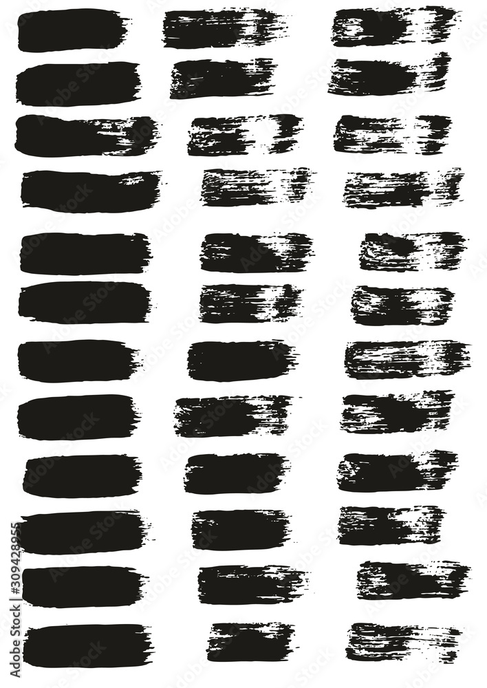 Flat Paint Brush Thin Straight Lines High Detail Abstract Vector Background Set 