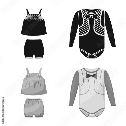 Isolated object of fashion and garment sign. Collection of fashion and cotton stock symbol for web.