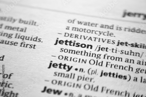 Word or phrase Jettison in a dictionary. photo