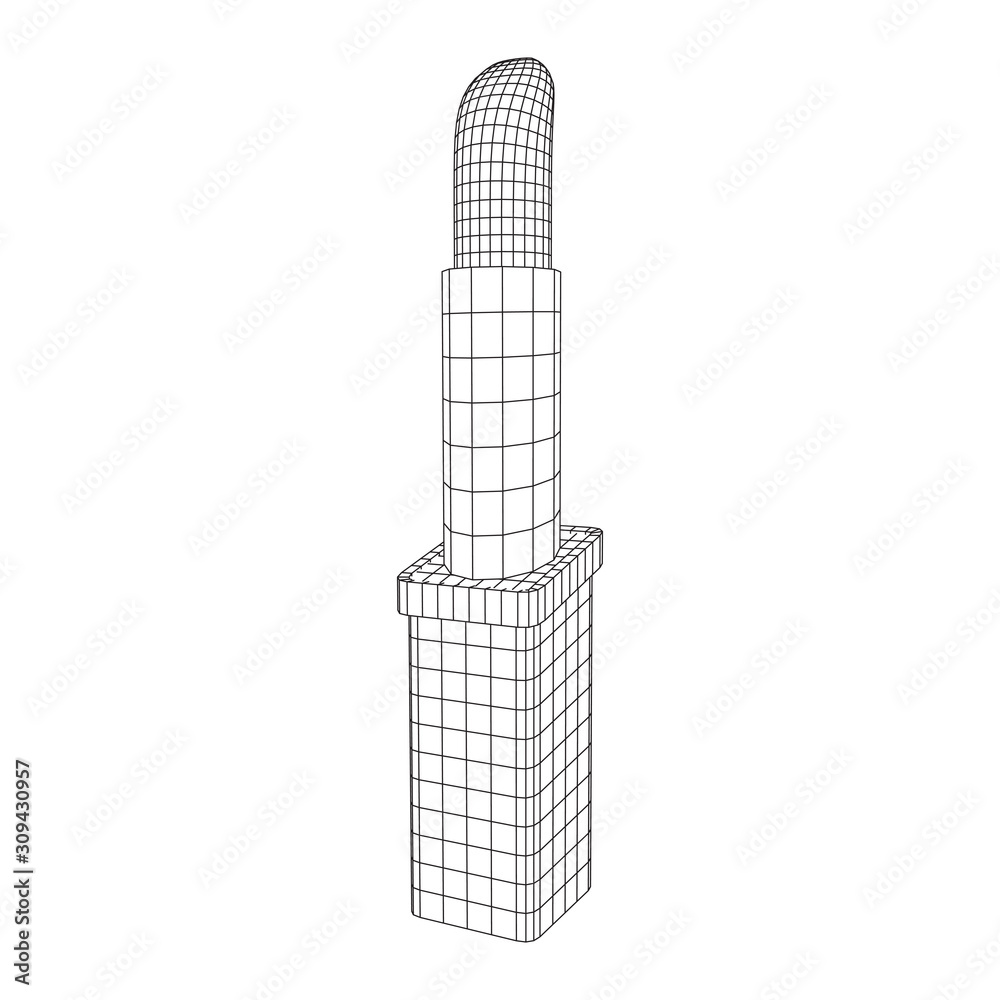 Lipstick makeup concept. Wireframe low poly mesh vector illustration Lipstick makeup concept. Wireframe low poly mesh vector illustration