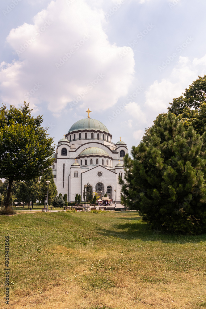 Temple of St. Sava general view from the square. Serbia, Belgrad