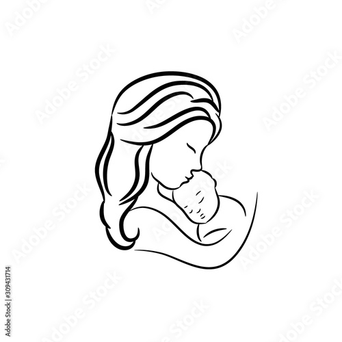 Mom And Baby , Baby Care Logo Design Concept Template , Mother Care Logo