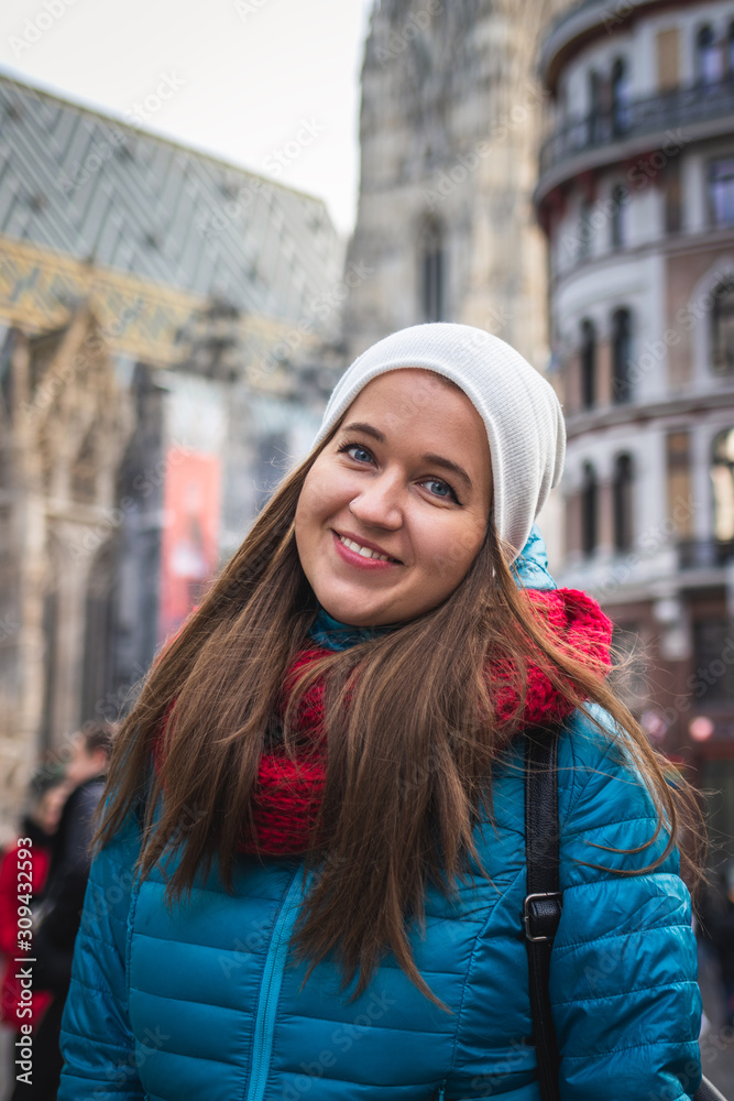 Portrait of young woman on vacation in Vienna, Austria