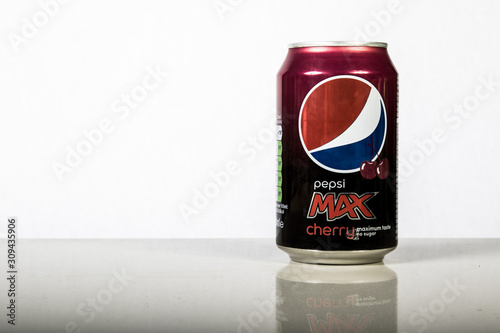 A can of Cherry Pepsi Max against a white background Photos | Adobe Stock