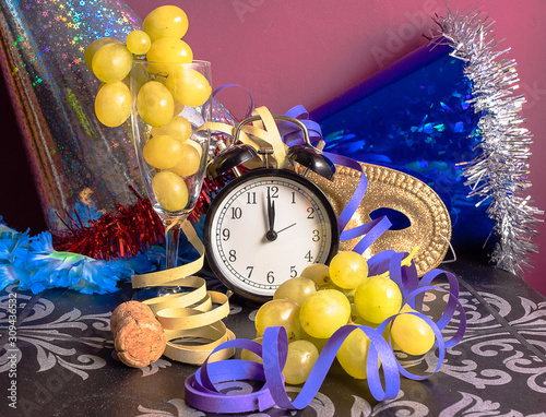 Objects that symbolize the end of the year party photo