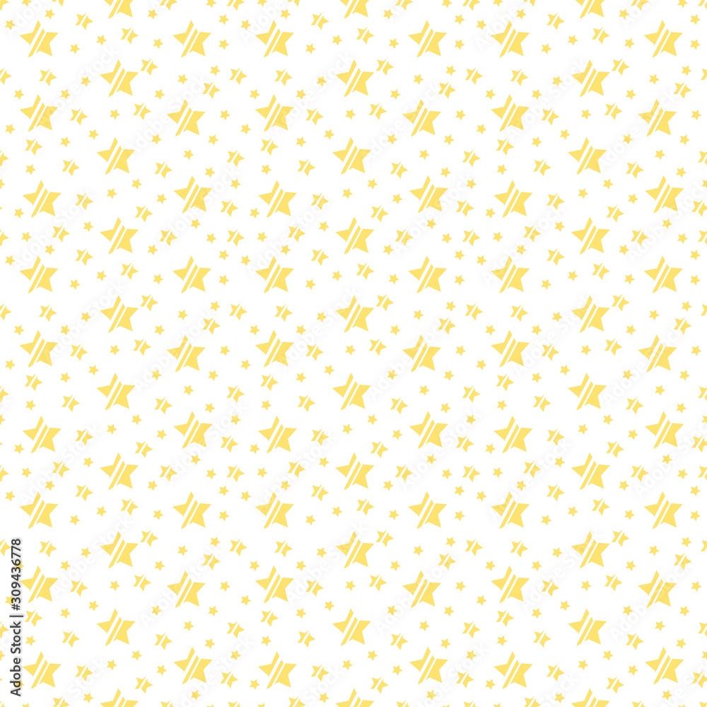 Seamless pattern of gold stars on white background