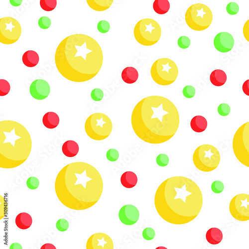 Fototapeta Naklejka Na Ścianę i Meble -  Vector seamless pattern of red, yellow, green balls on white background