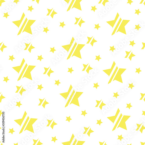 Vector seamless pattern of gold stars on white background