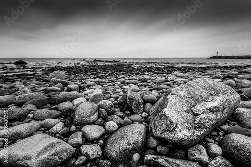 Monochrome rocky shore