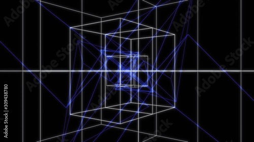 Abstract Retro 3D Like Cubes And Pyramids Looping Video Background