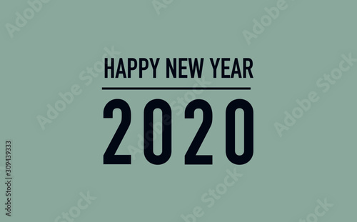 Happy new year 2020 text on blue tiffany background color.