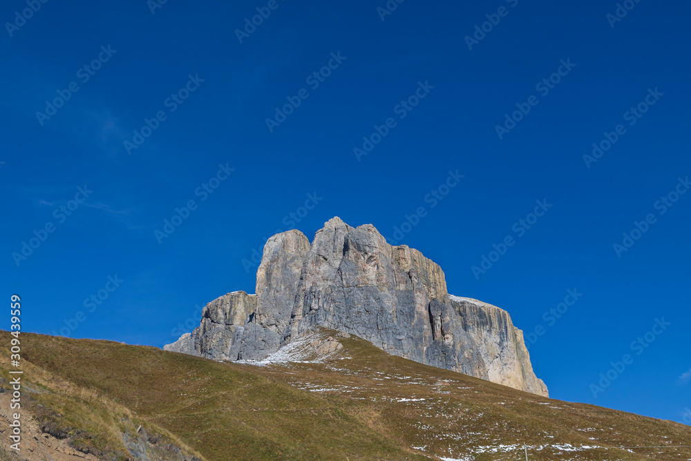 view of mountains Sella Dolomites