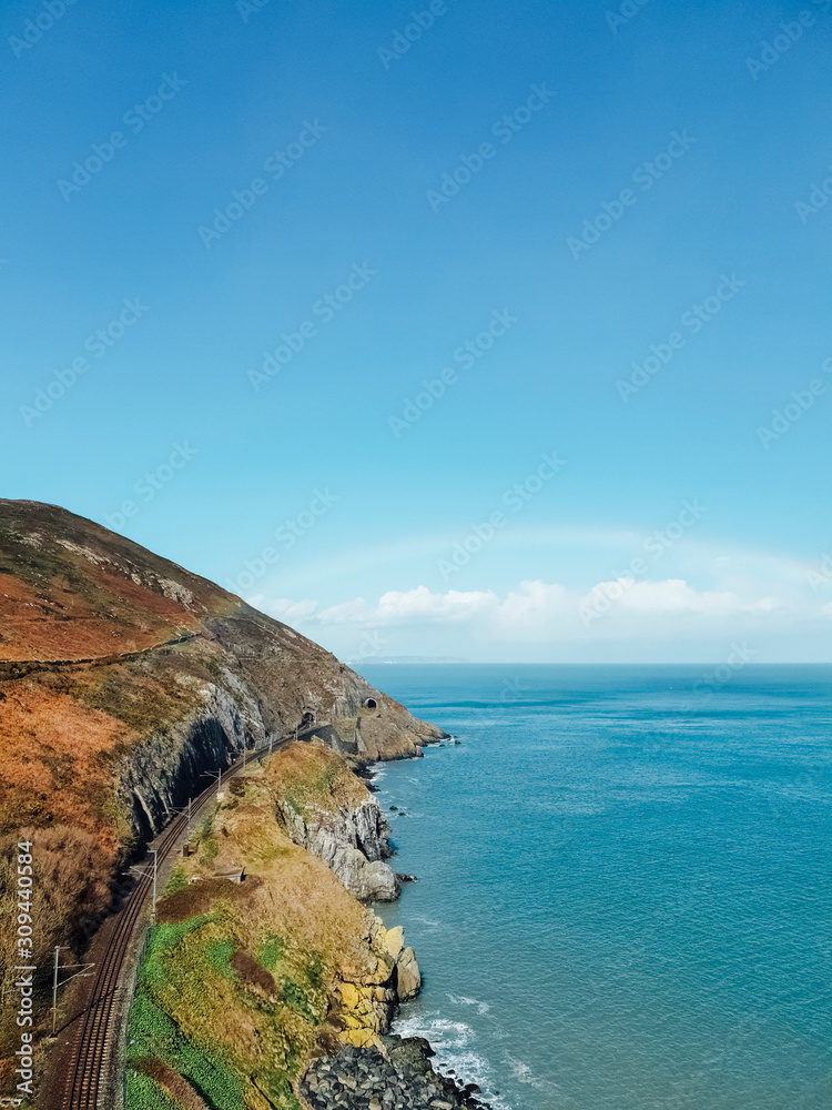 Railway on a Scenic Landscape of Ireland . Stock Picture