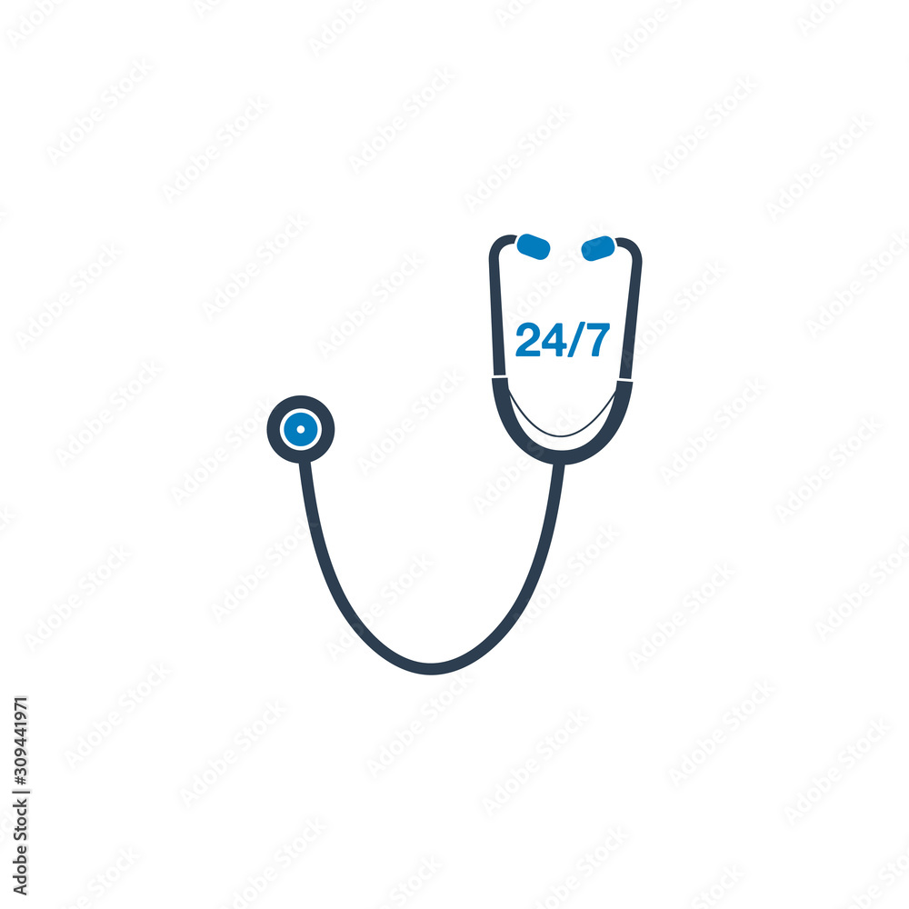 24/7 Medical Service Icon. Flat style vector EPS.
