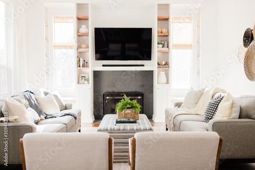 Living Room with Gray Sofas