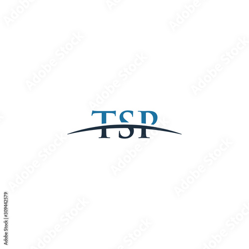 Initial letter TSP, overlapping movement swoosh horizon logo company design inspiration in blue and gray color vector photo