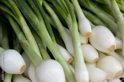 Green onions  scallions  for sale at a market