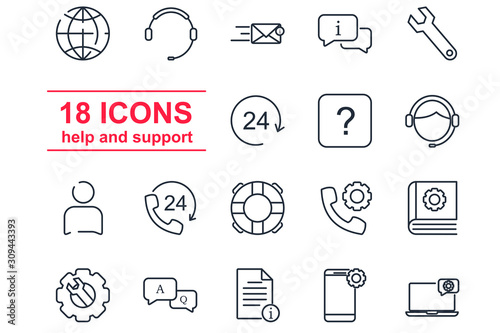 Fototapeta Naklejka Na Ścianę i Meble -  Contact Us set icon template color editable. Support service and telemarketing pack symbol vector sign isolated on white background illustration for graphic and web design.