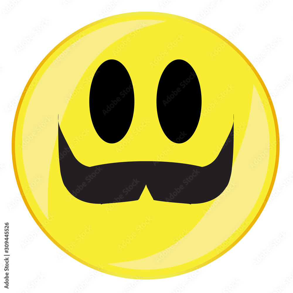 Fototapeta premium Handlebar Mustache Smile Face Button Isolated