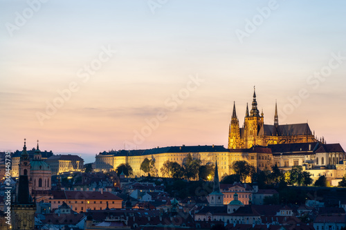 View at prague castle at sunset